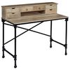 vidaXL Writing Desk Natural Mango Wood Solid Mango Wood and Steel Medium