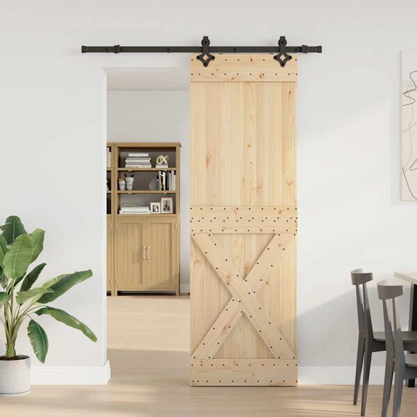 vidaXL Sliding Door with Hardware Set 27.6x82.7" Solid Wood Pine