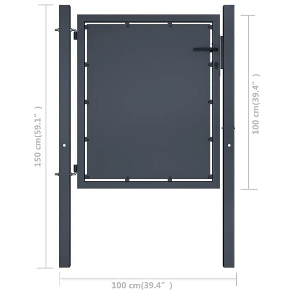 vidaXL Garden Gate Steel 39.4x39.4" Anthracite