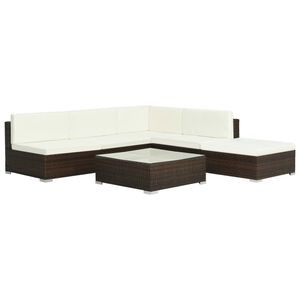vidaXL Patio Sofa Set Set of 6 Brown, Cream white
