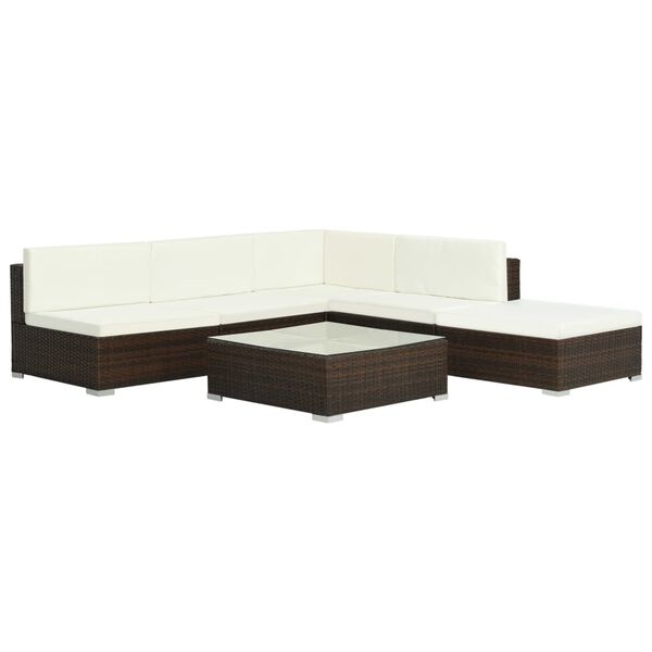 vidaXL Patio Sofa Set Set of 6 Brown, Cream white