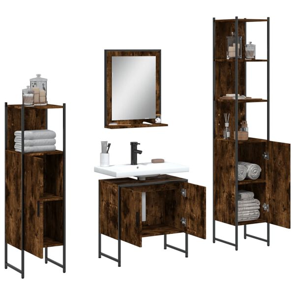 vidaXL Bathroom Cabinet Set Smoked Oak Engineered Wood Standard