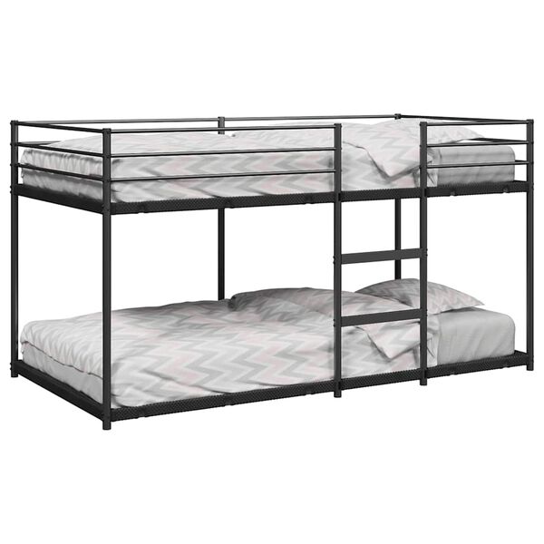vidaXL Bunk Bed Black Steel, Mesh Fabric 35.4 in x 78.7 in Bunk Bed