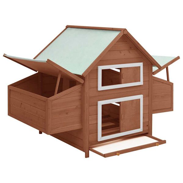 vidaXL Chicken Coop Mocha and White Solid Firwood and MDF roof