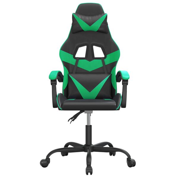 vidaXL Gaming Chair Black and Green Faux Leather