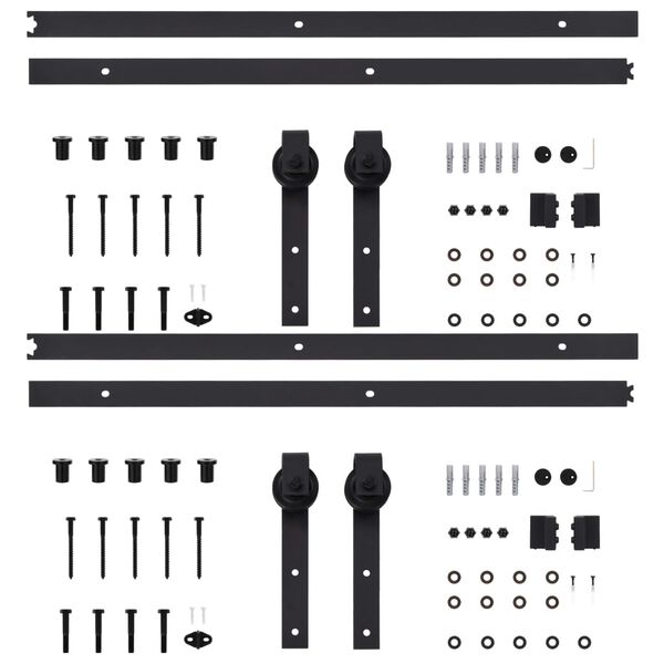 vidaXL Sliding Door Hardware Kits 2 pcs 72.0 " Steel Black (2x145264)
