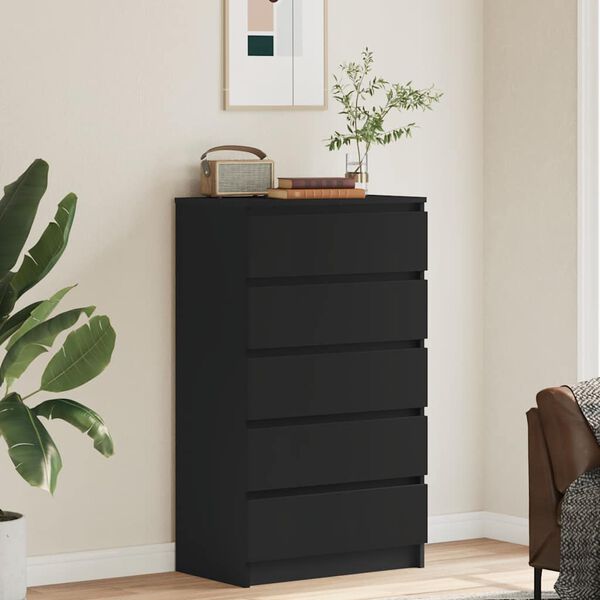vidaXL Drawer Cabinet Black Engineered Wood Medium Drawer Cabinet
