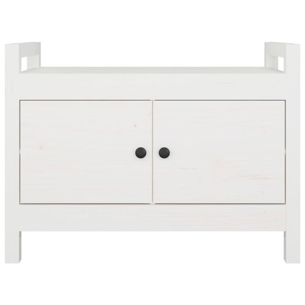 vidaXL Hall Bench White Solid Pine Wood Medium Hall Bench Rectangular