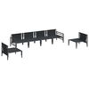 vidaXL Garden Sofa Set with Cushion 6 pcs Black Steel