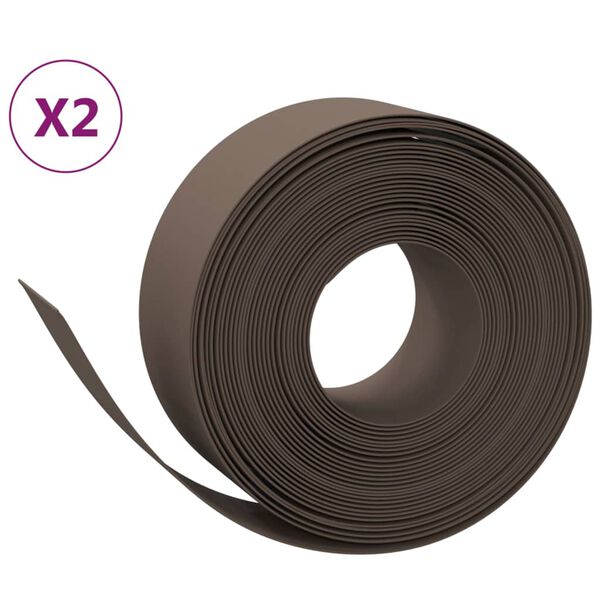 vidaXL Garden Edgings 2 pcs Brown 32.8' 7.9" Polyethylene