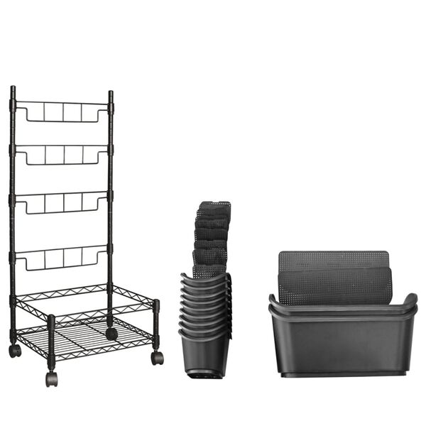 Nature Flower Pot Black Metal frame, Polypropylene pots Medium Rollable