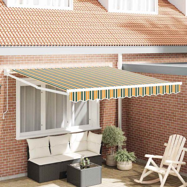vidaXL Awning Green and yellow 118.11" x 98.43" Polyester and metal