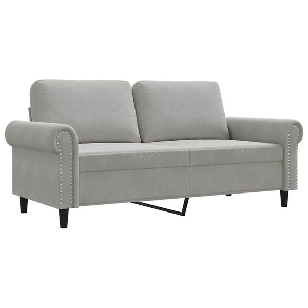 vidaXL 2-seater Sofa Light Grey Velvet (100% polyester), metal, textilene
