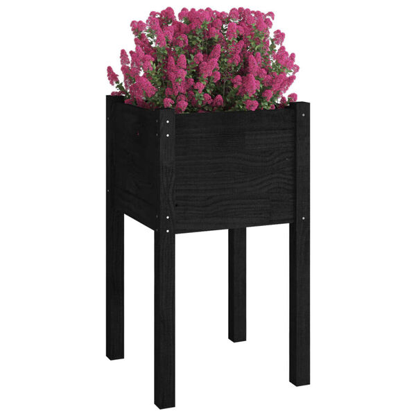 vidaXL Garden Planter Set of 2 Black Solid pinewood 27.6 in high