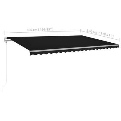 vidaXL Automatic Retractable Awning 196.9"x118.1" Anthracite