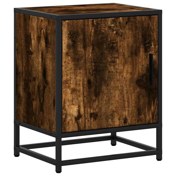 vidaXL Bedside Cabinet Smoked oak Engineered wood, Metal Small