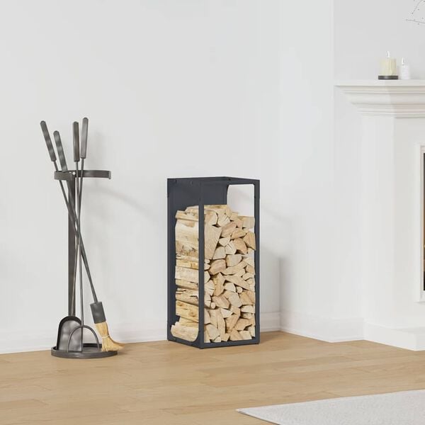 vidaXL Firewood Rack Anthracite 9.8x9.8x23.6" Cold-rolled steel