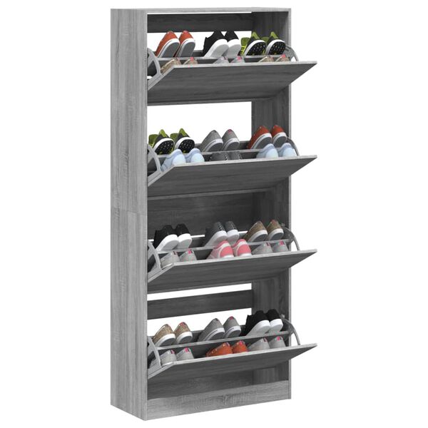 vidaXL Shoe Cabinet Gray Sonoma Engineered wood 31.5 x 13.4 x 73.8 in