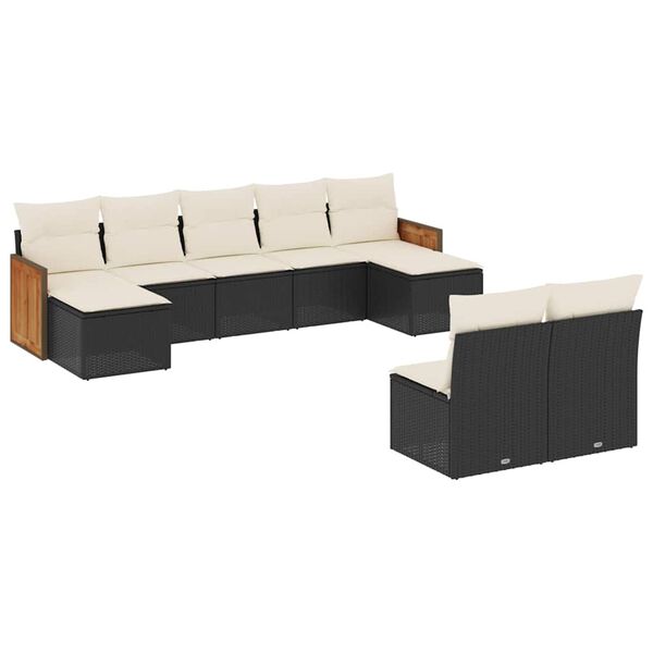 vidaXL Garden Sofa Set Black Poly Rattan Modular Modular