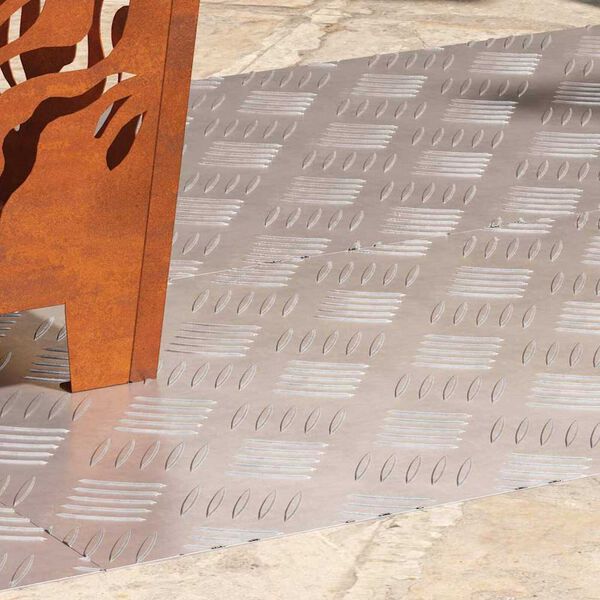 vidaXL Stair Tread Rectangular 4 pcs Silver 39.37 x 15.75 in Aluminium