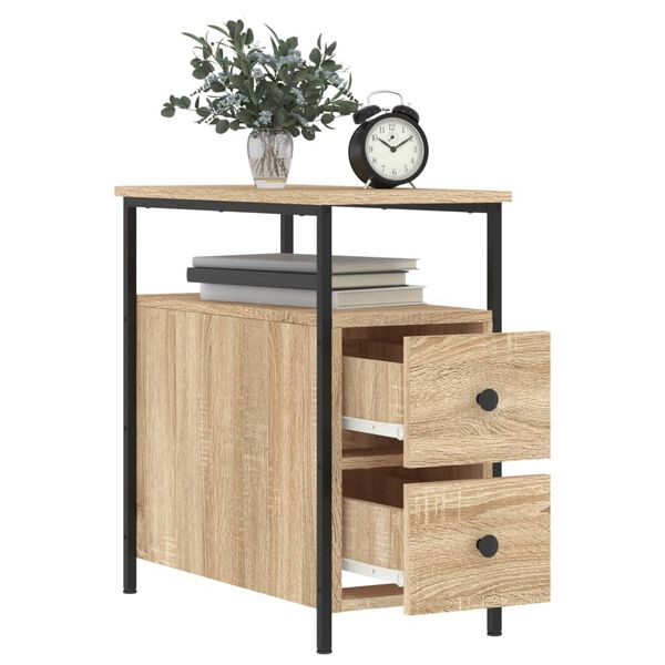 vidaXL Bedside Cabinet Set of 2 Sonoma Oak Engineered Wood, Iron