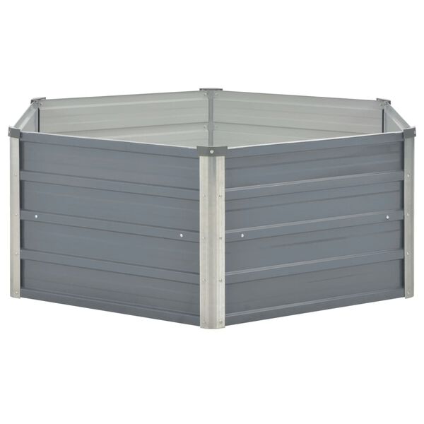 vidaXL Raised Garden Bed Grey Galvanized Steel 50.8x50.8x18.1 in
