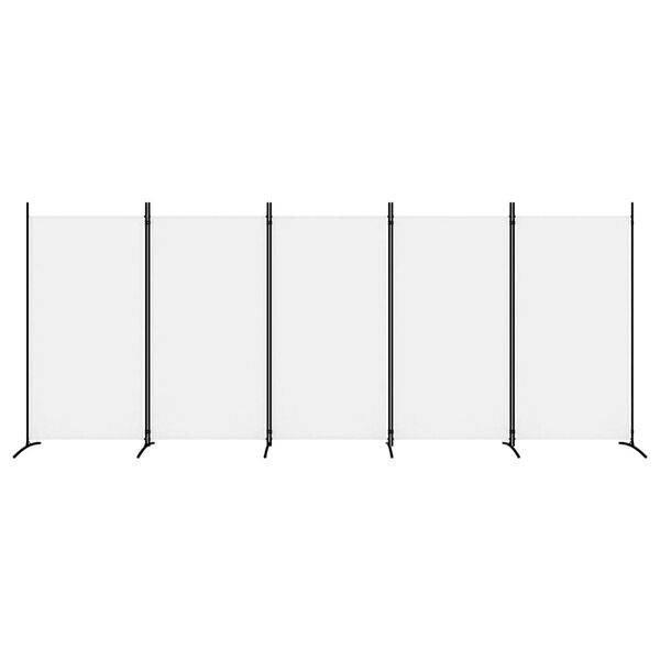vidaXL 5-Panel Room Divider White 170.5"x70.9" Fabric