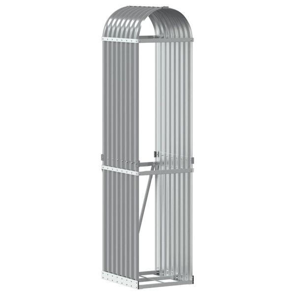 vidaXL Log Holder Light Gray 15.7"x17.7"x66.9" Galvanized Steel