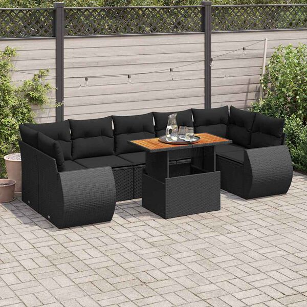 vidaXL Garden Sofa Set Black