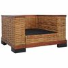 vidaXL Sofa Brown and Cream Natural Rattan, Solid Mango Wood, Fabric Large