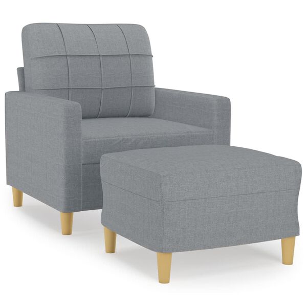 vidaXL Sofa Chair With Footstool Light Grey