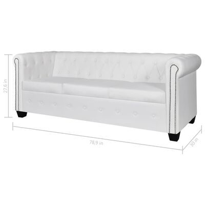 vidaXL Chesterfield Sofa Set 2-Seater and 3-Seater White Faux Leather