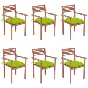 vidaXL Patio Chair Set of 6 Bright green cushions