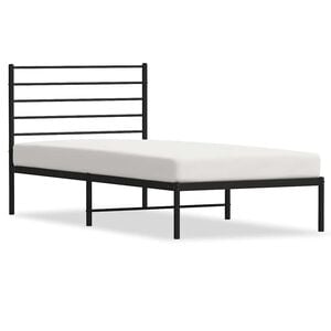 vidaXL Bed Frame Black Powder-coated steel Twin Bed Frame Rectangular