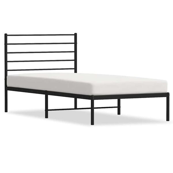 vidaXL Bed Frame Black Powder-coated steel Twin Bed Frame Rectangular