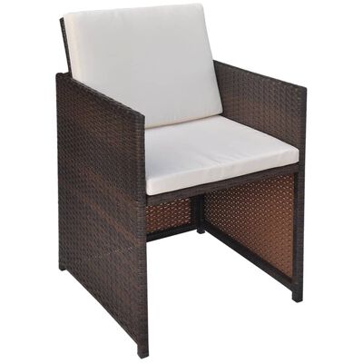 vidaXL Patio Chairs 2 pcs with Cushions and Pillows Poly Rattan Brown