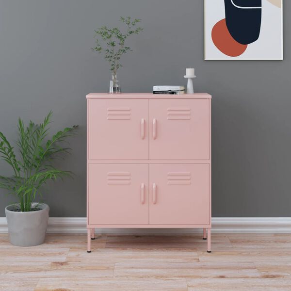 vidaXL Storage Cabinet Pink Steel 31.5 x 13.8 x 40.0 in Storage Cabinet