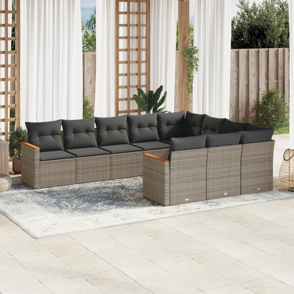 vidaXL Garden Sofa Set Grey Poly Rattan Large Modular Garden Sofa Set