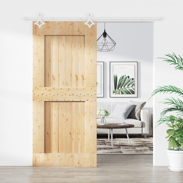 vidaXL Sliding Door with Hardware Set 35.4x82.7" Solid Wood Pine