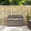 vidaXL Garden Storage Bench Grey PE Rattan, Powder-Coated Steel, Plywood