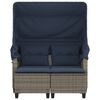 vidaXL Garden Sofa Grey, Navy Blue PE Rattan, Powder-Coated Steel, Polyester