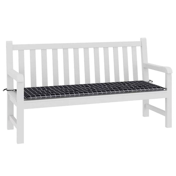 vidaXL Patio Bench Cushion Black Check Pattern 59.1x19.7x1.6" Oxford Fabric