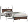 vidaXL Bed Frame Brown Oak Engineered Wood, Steel 39.4 x 74.8 in