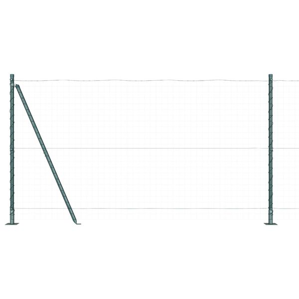 vidaXL Fence Posts Manual 7 pcs Green Ø32mm 130 cm Galvanized steel