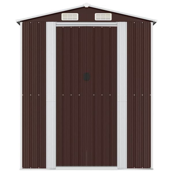 vidaXL Garden Shed Dark Brown Galvanized Steel Large Garden Shed