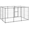 vidaXL Dog Kennel Black and silver Powder-coated steel, PE Large Durable
