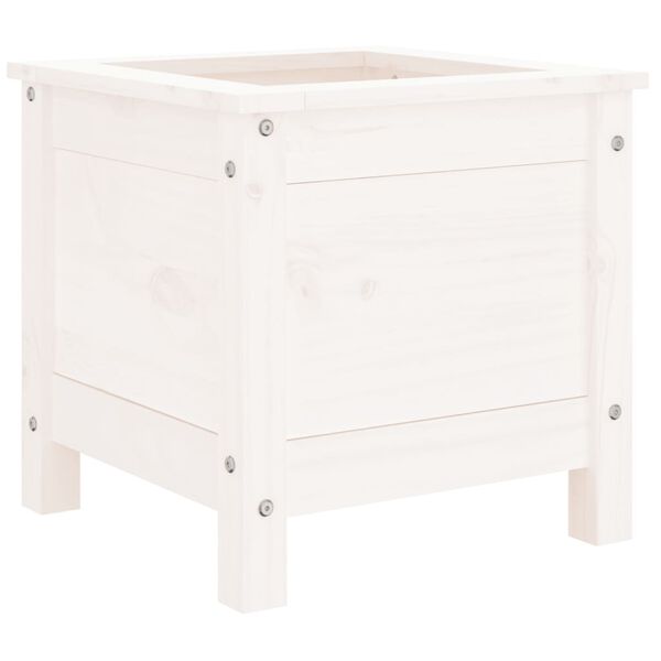 vidaXL Garden Planter White Solid Pine Wood 15.7 x 15.7 x 15.4 in