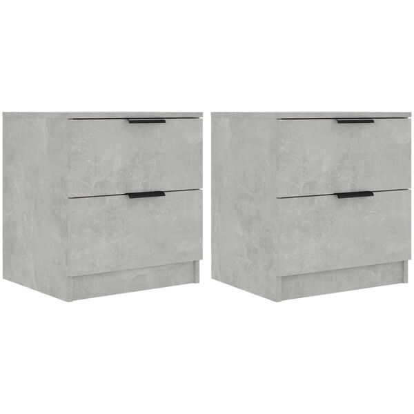 vidaXL Bedside Cabinet Set of 2 Concrete grey Engineered wood Standard