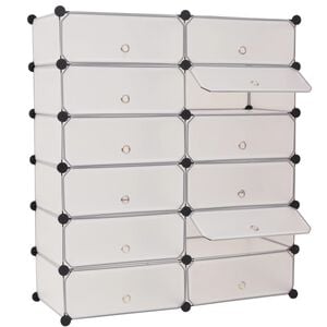 vidaXL Shoe Organizer White Plastic panels, Steel frame