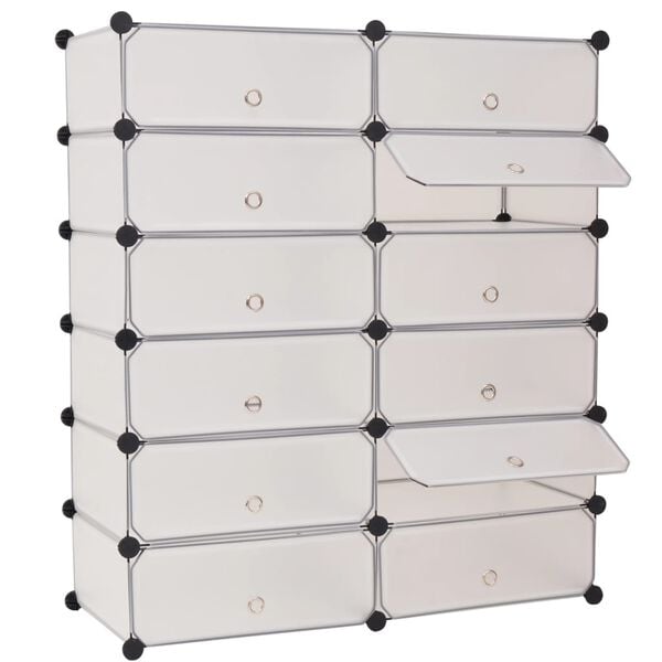 vidaXL Shoe Organizer White Plastic panels, Steel frame